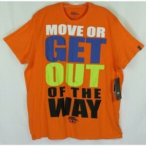 No Fear T-Shirt MOVE GET OUT THE WAY Orange Short Sleeves Cotton Men's XXL